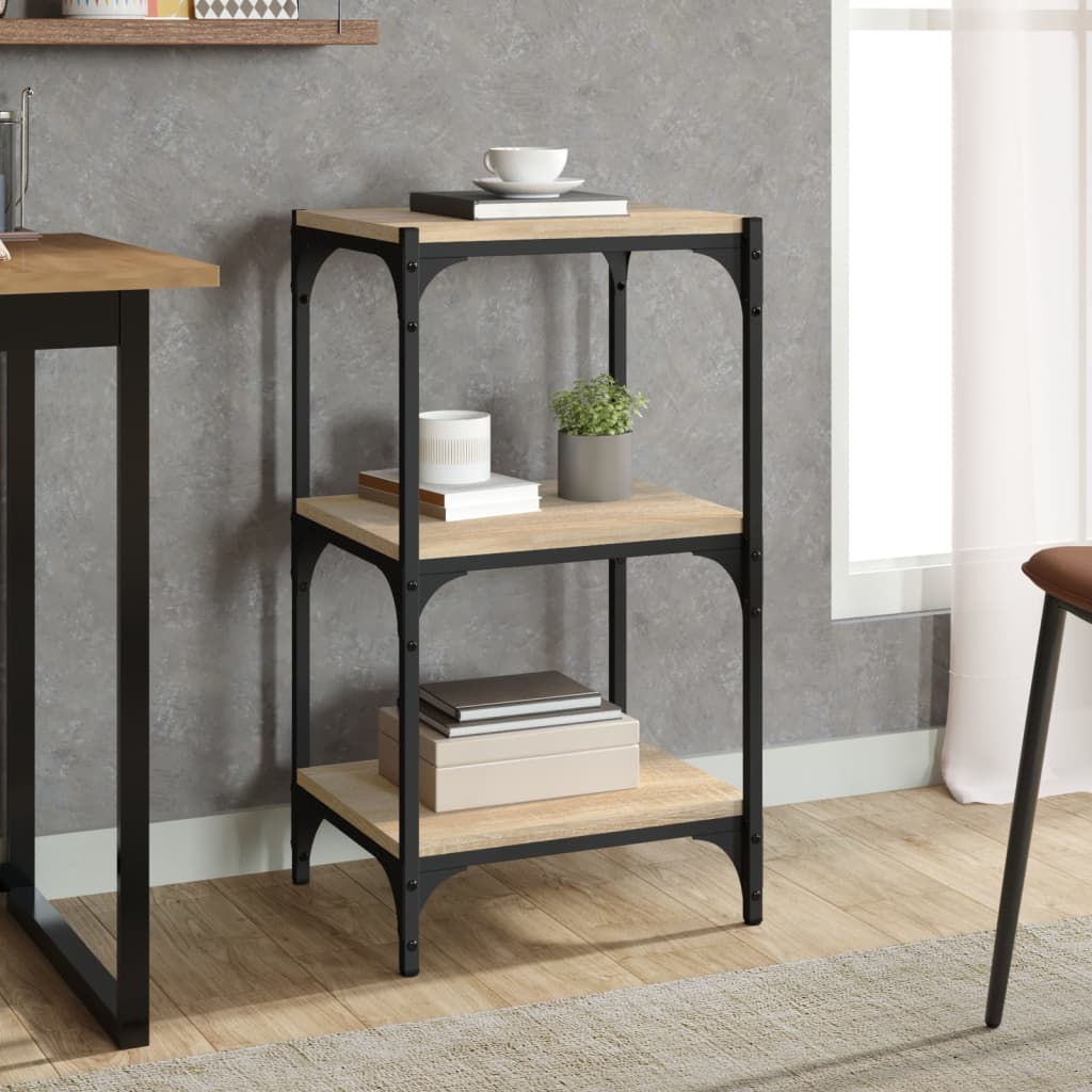 bogreol 40x33x70,5 cm konstrueret træ og stål sonoma-eg billede