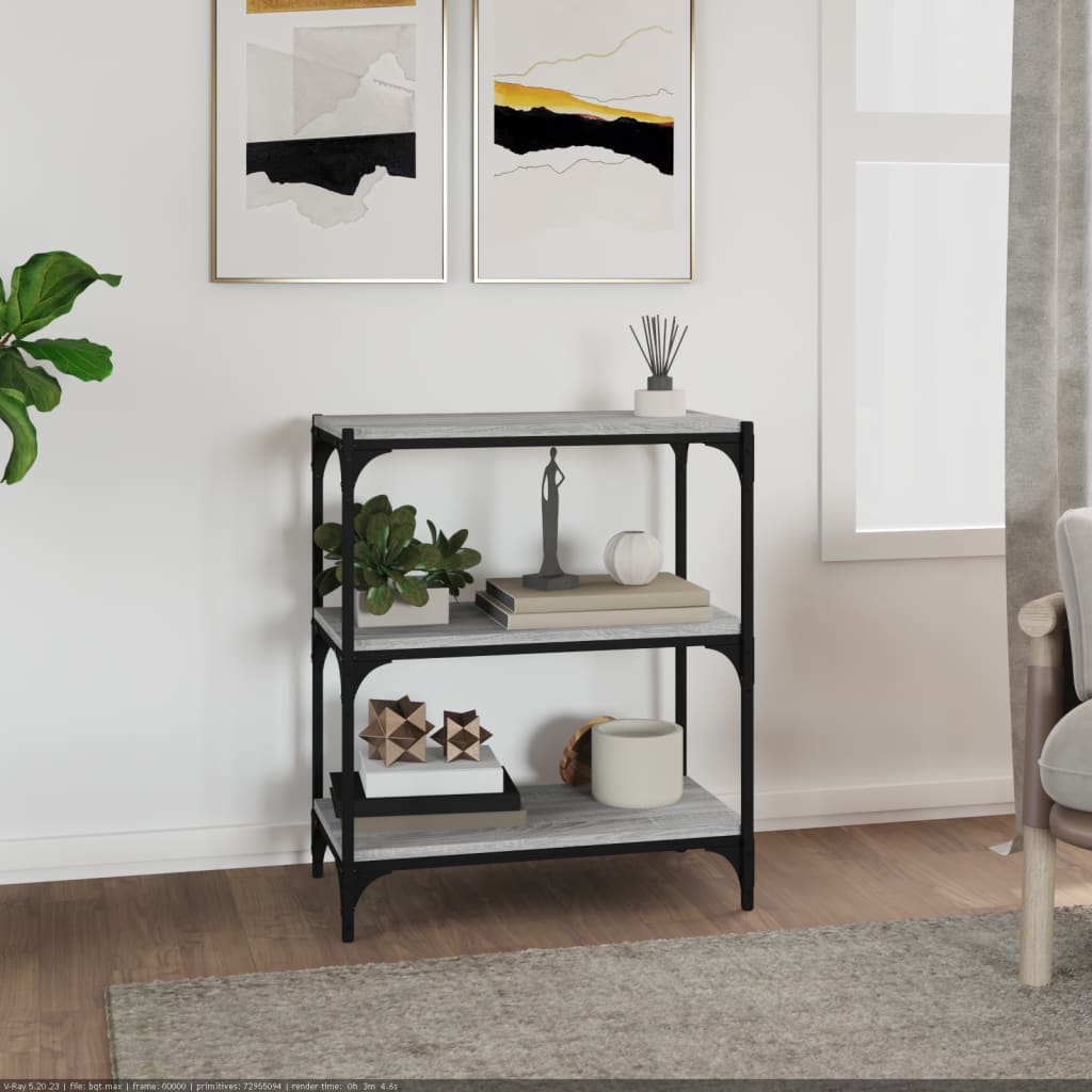 bogreol 60x33x70,5 cm konstrueret træ og stål grå sonoma-eg billede