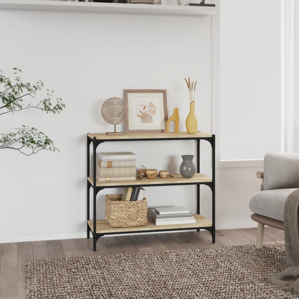 bogreol 80x33x70,5 cm konstrueret træ og stål sonoma-eg billede
