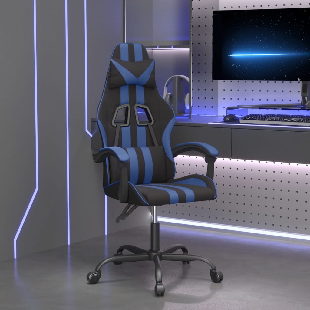 drejelig gamingstol kunstlæder sort og blå