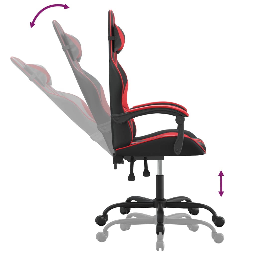 drejelig gamingstol kunstlæder sort og rød