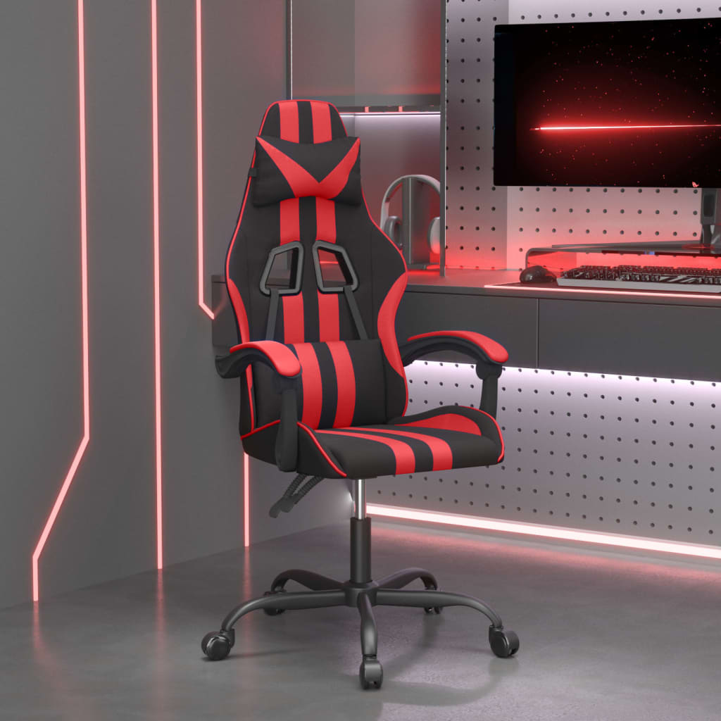 drejelig gamingstol kunstlæder sort og rød