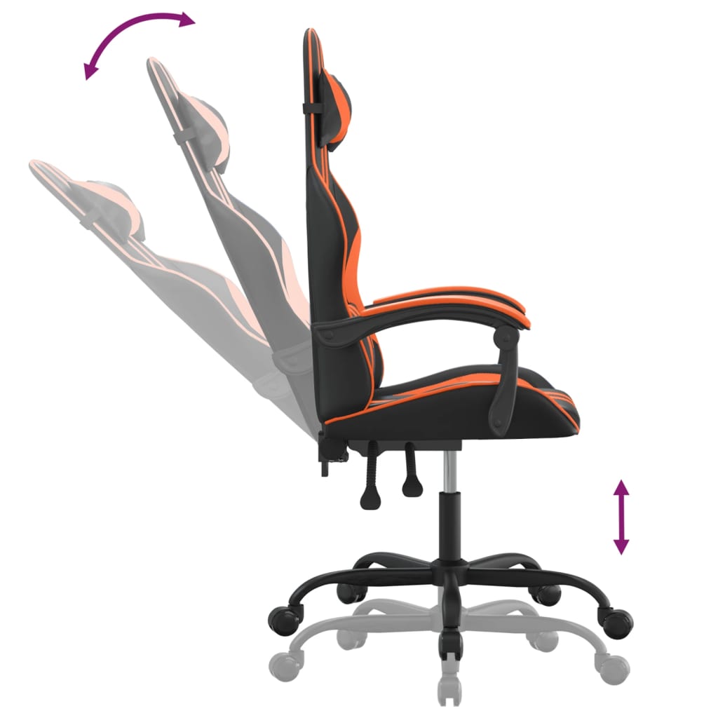 drejelig gamingstol kunstlæder sort og orange