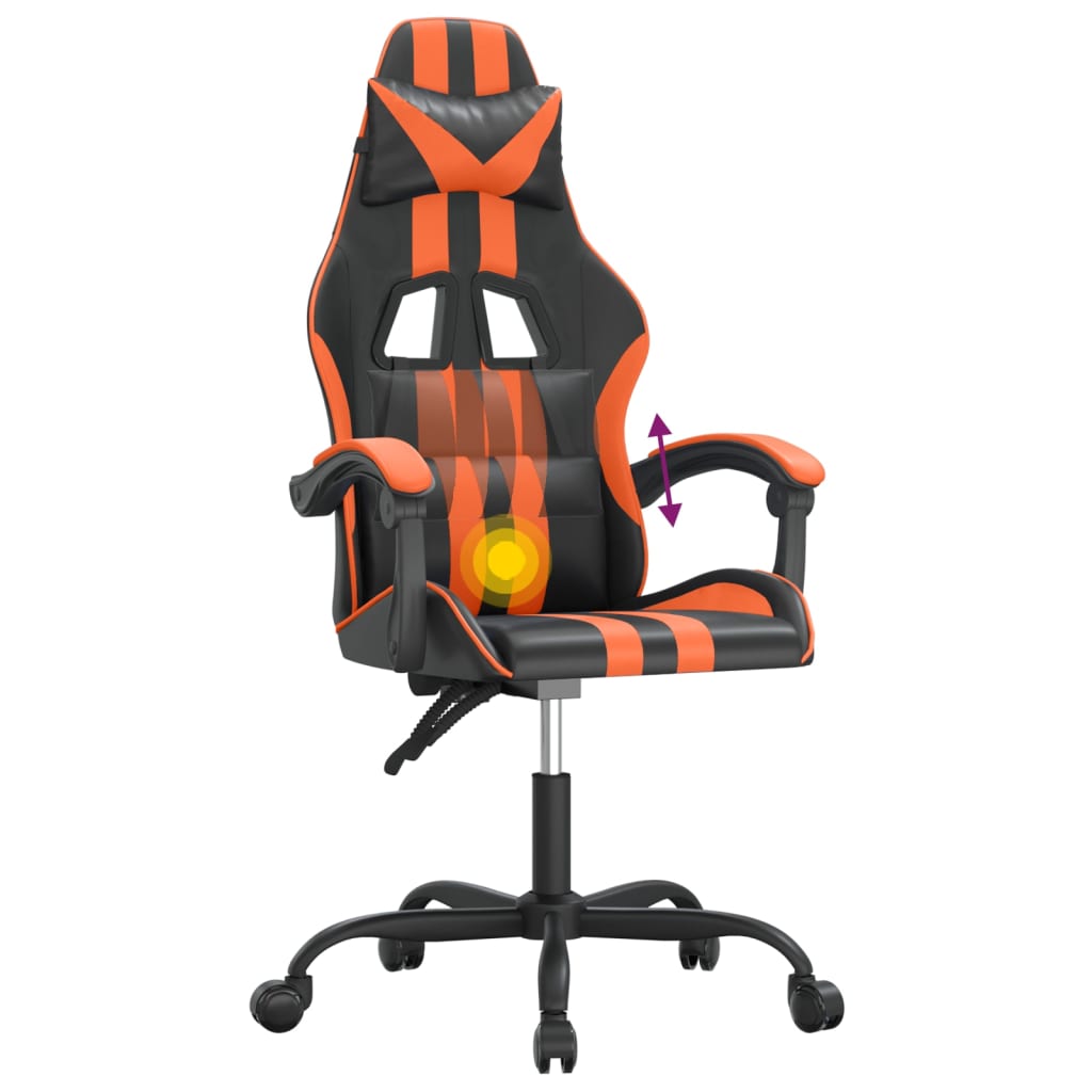 drejelig gamingstol kunstlæder sort og orange
