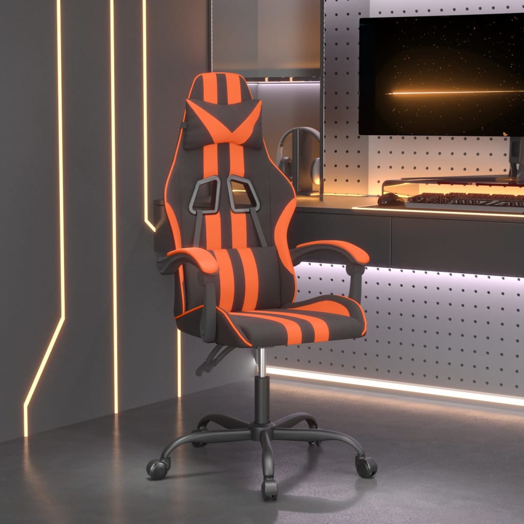 drejelig gamingstol kunstlæder sort og orange