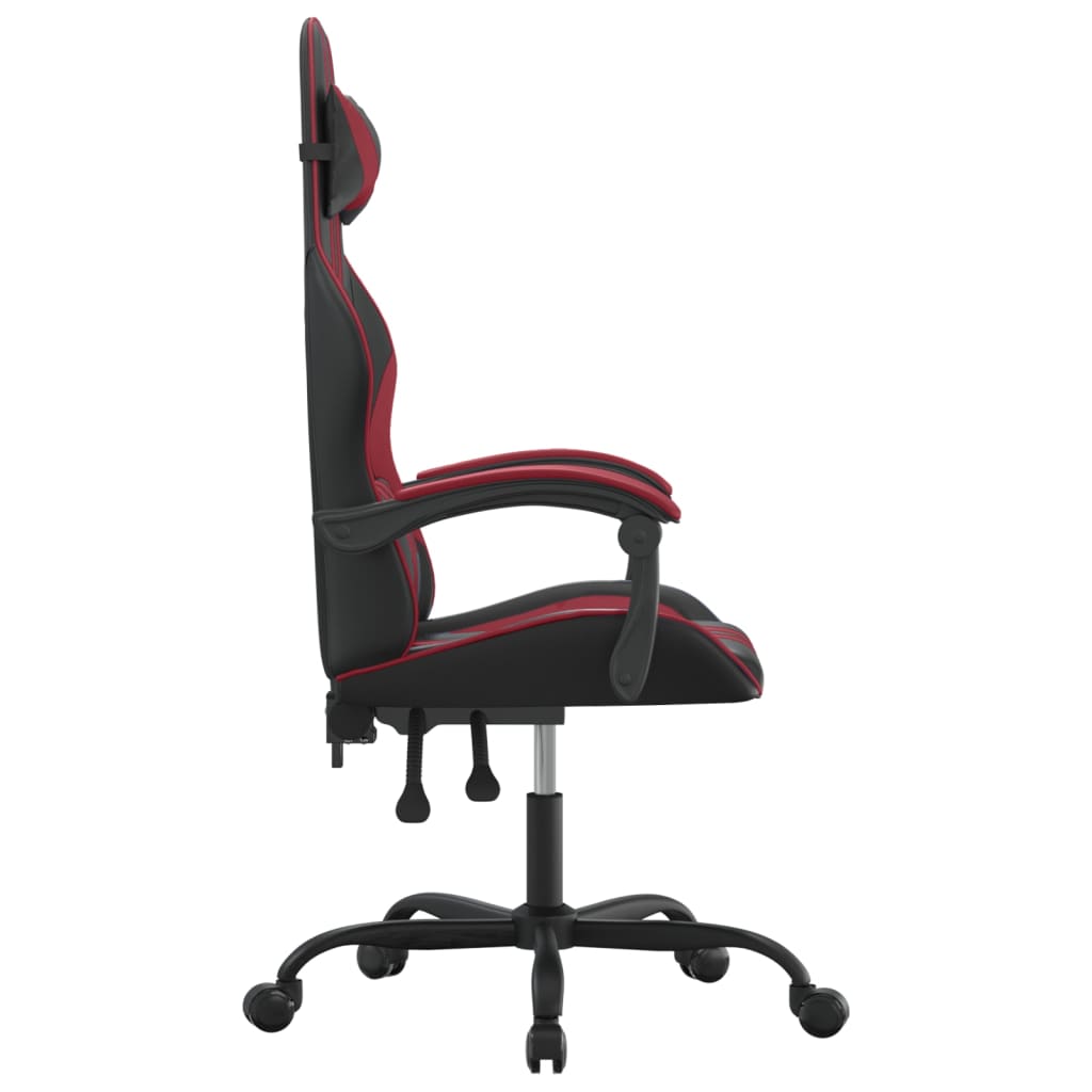 drejelig gamingstol kunstlæder sort og vinrød