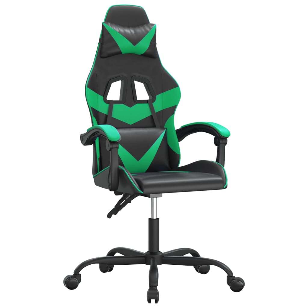 drejelig gamingstol kunstlæder sort og grøn