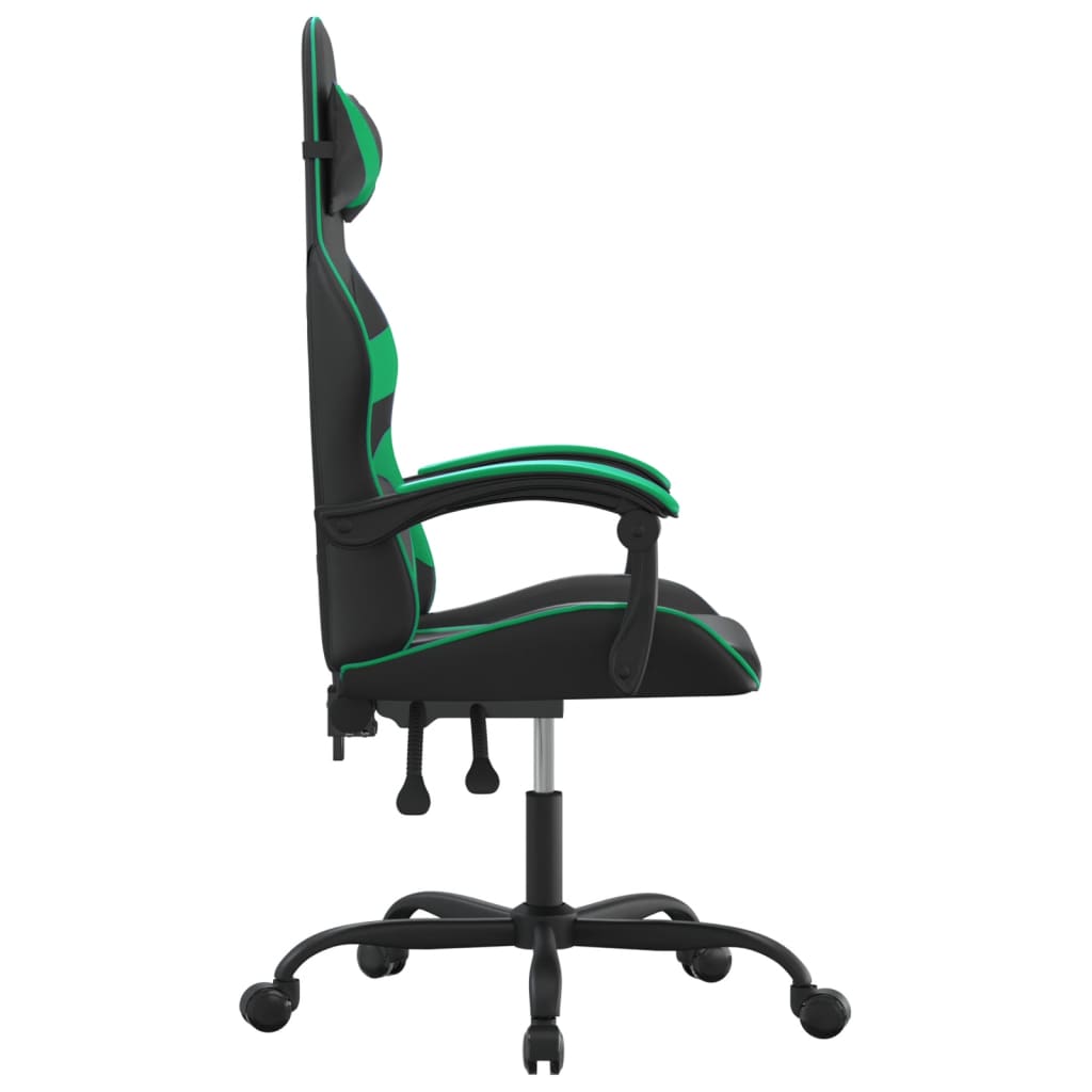 drejelig gamingstol kunstlæder sort og grøn