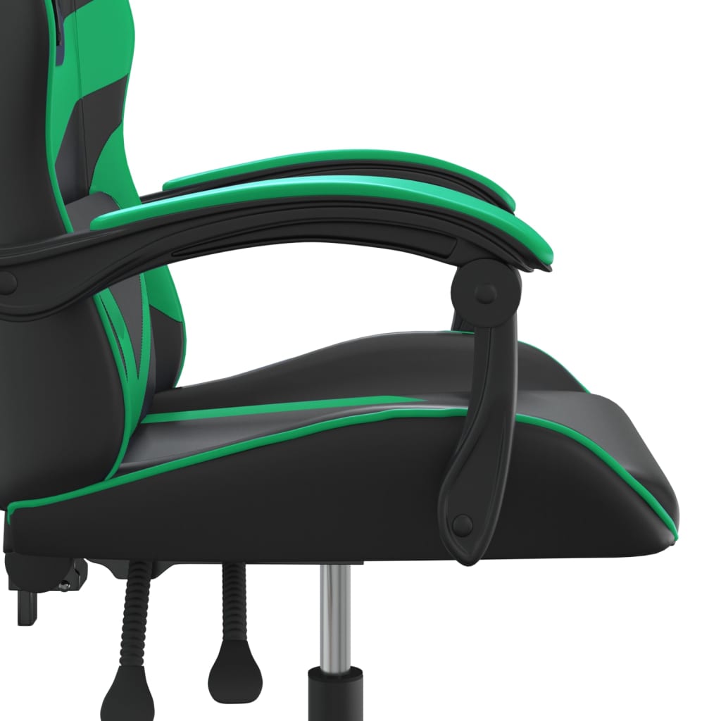 drejelig gamingstol kunstlæder sort og grøn