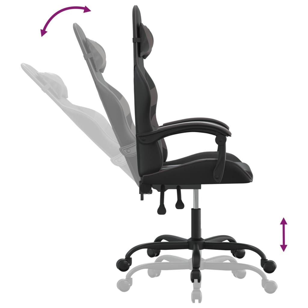 drejelig gamingstol kunstlæder sort og grå