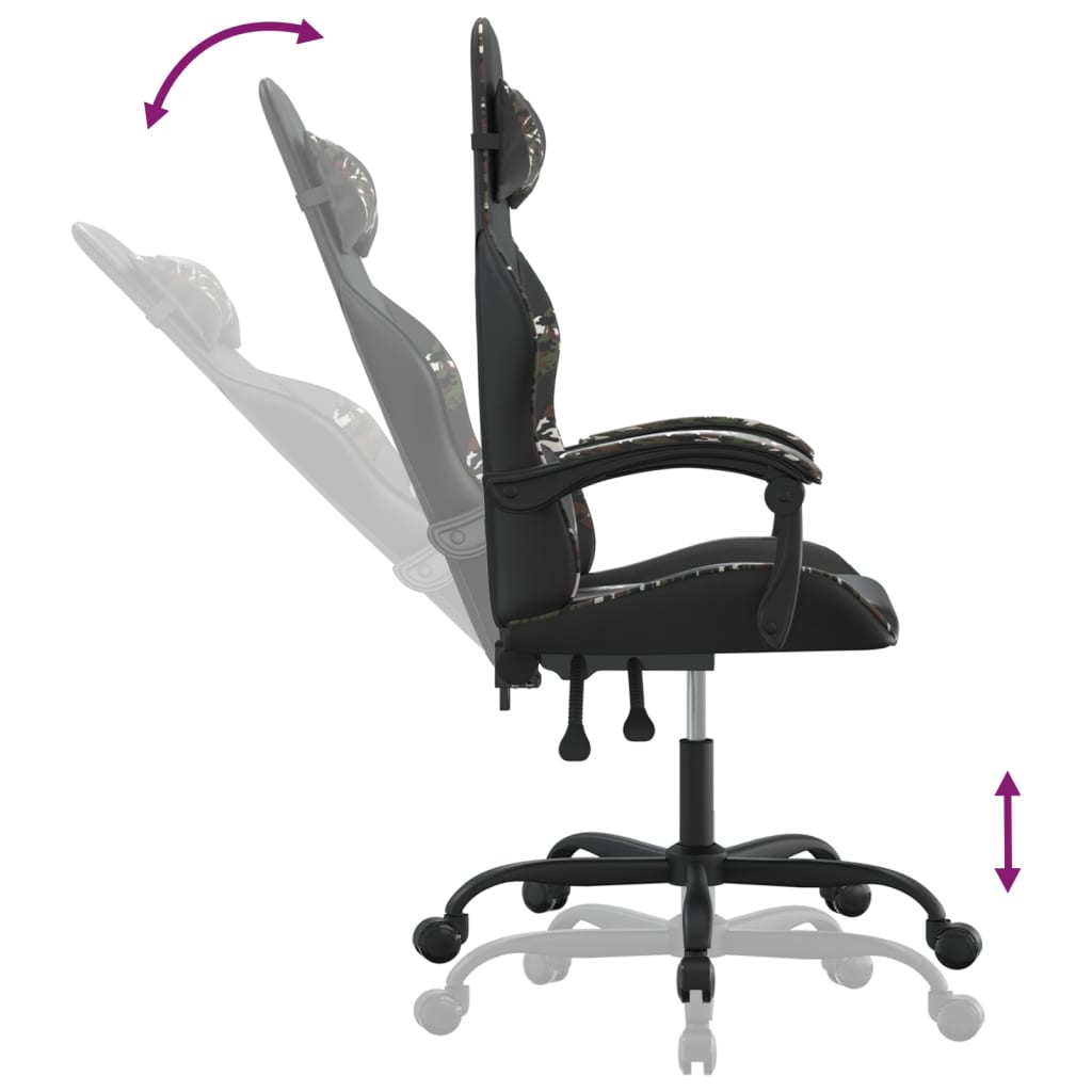 drejelig gamingstol kunstlæder sort og camouflage