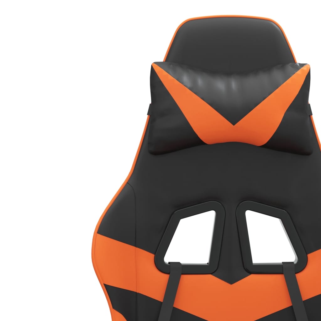 drejelig gamingstol med fodstøtte kunstlæder sort og orange