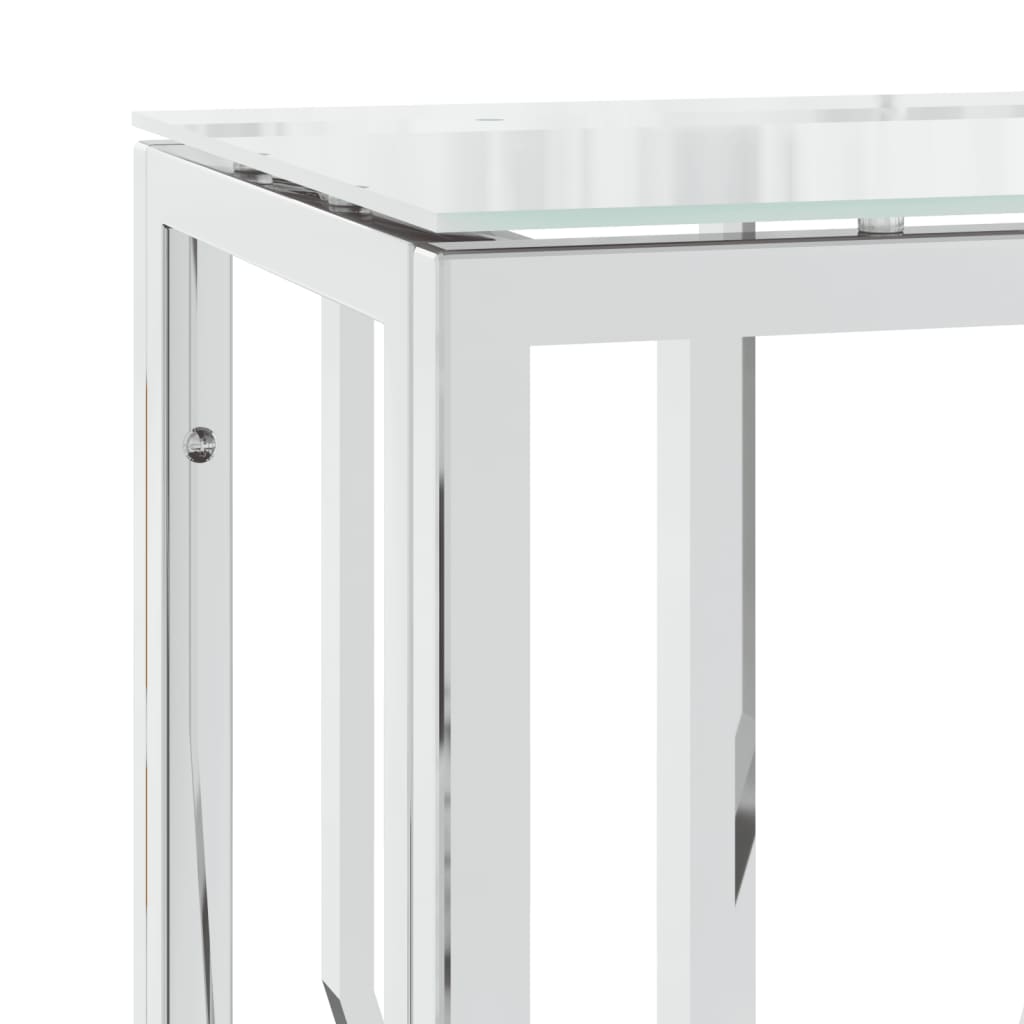 konsolbord 70x30x70 cm rustfrit stål og glas