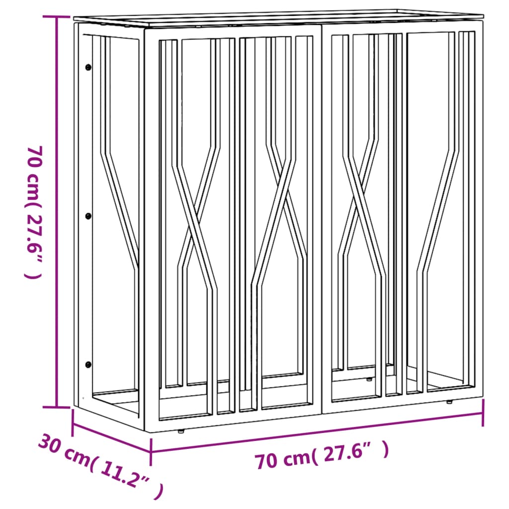 konsolbord 70x30x70 cm rustfrit stål og glas