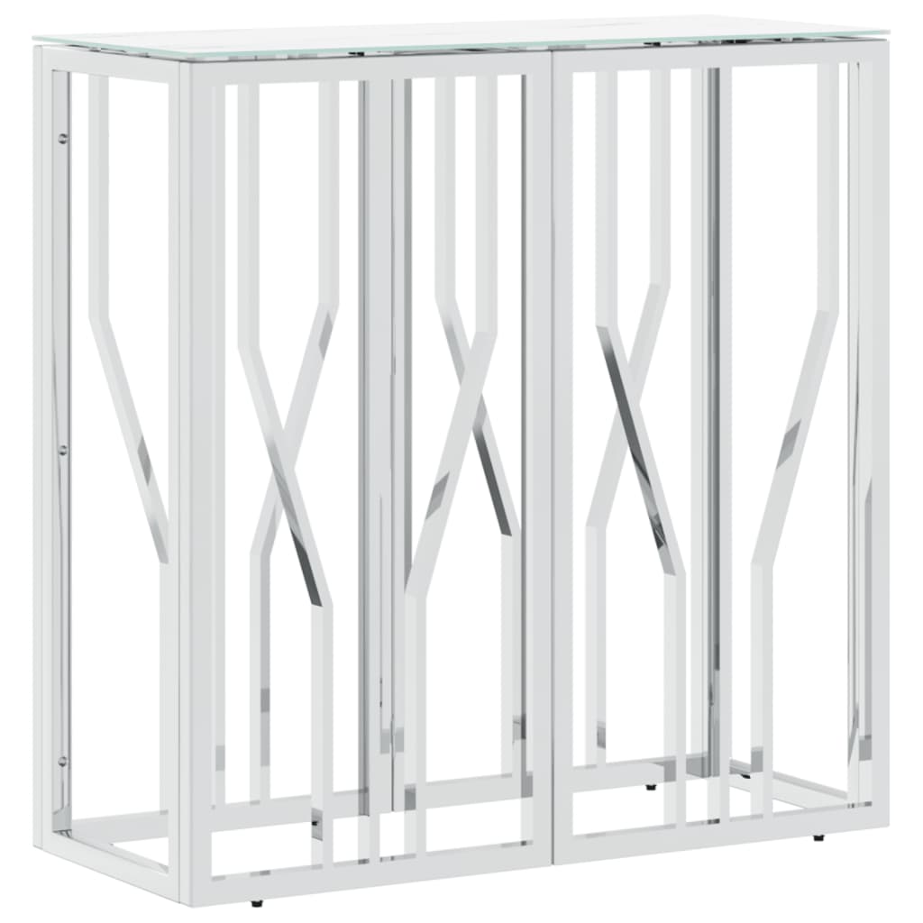 konsolbord 70x30x70 cm rustfrit stål og glas sølvfarvet