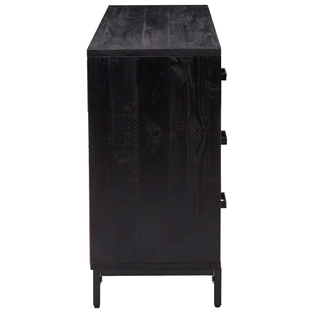 skænk 110x35x70 cm massivt fyrretræ sort