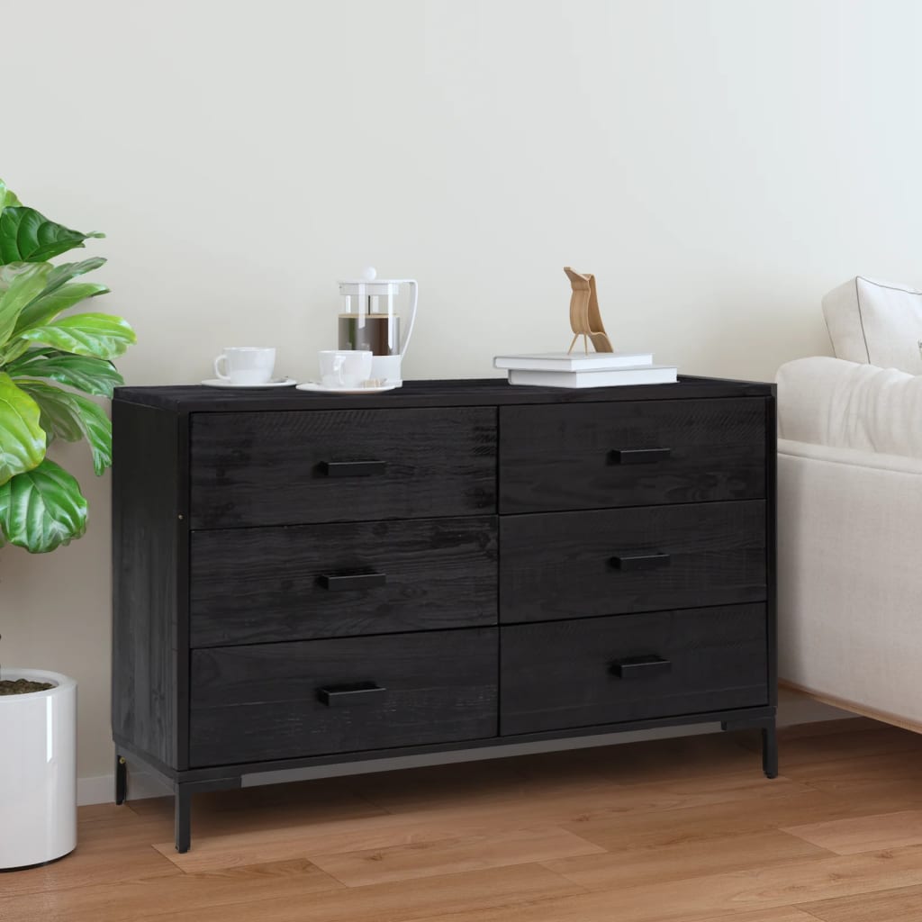 skænk 110x35x70 cm massivt fyrretræ sort