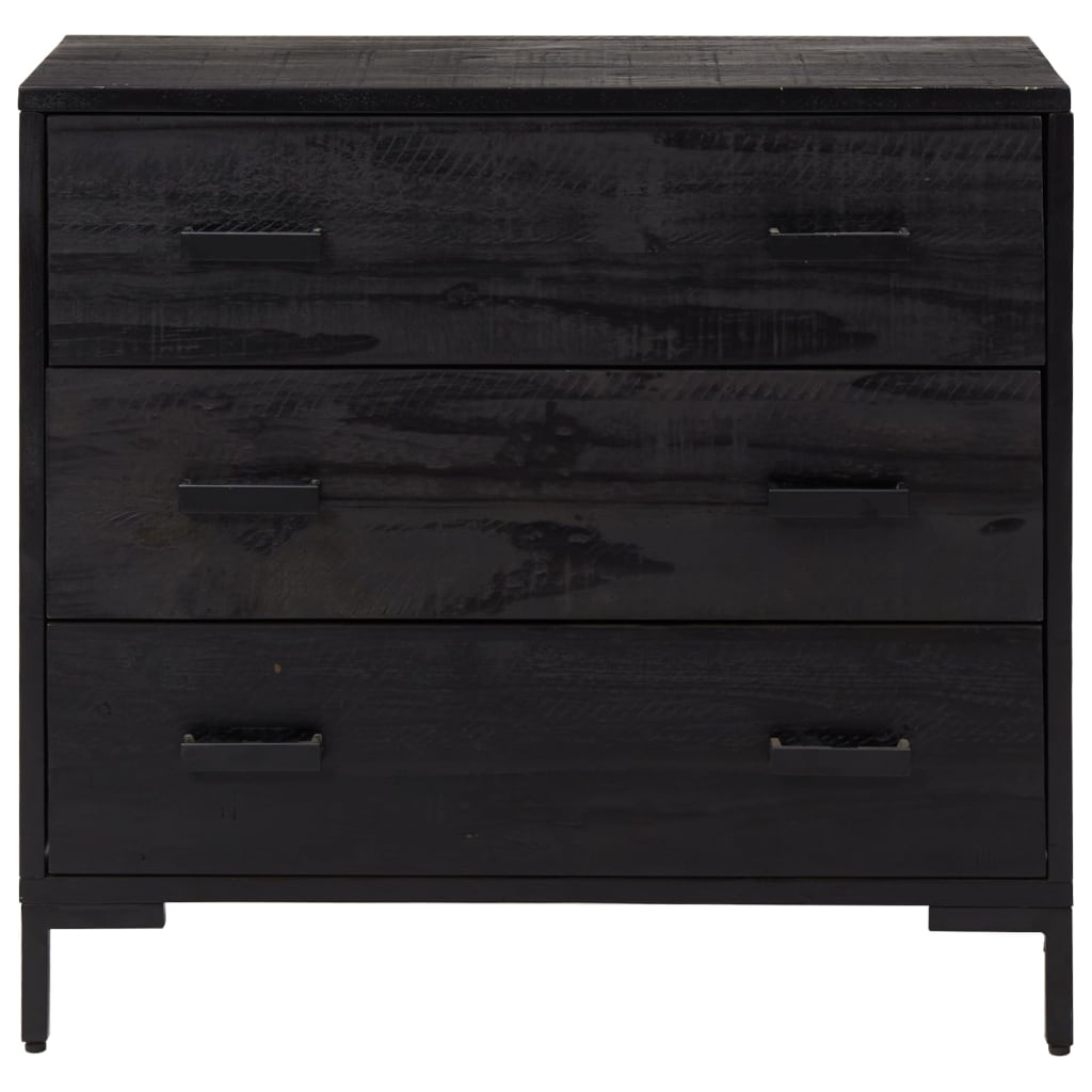kommode 75x35x70 cm massivt fyrretræ sort