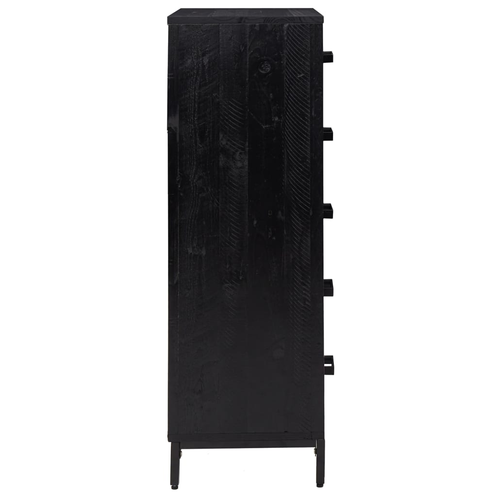 kommode 42x35x110 cm massivt fyrretræ sort