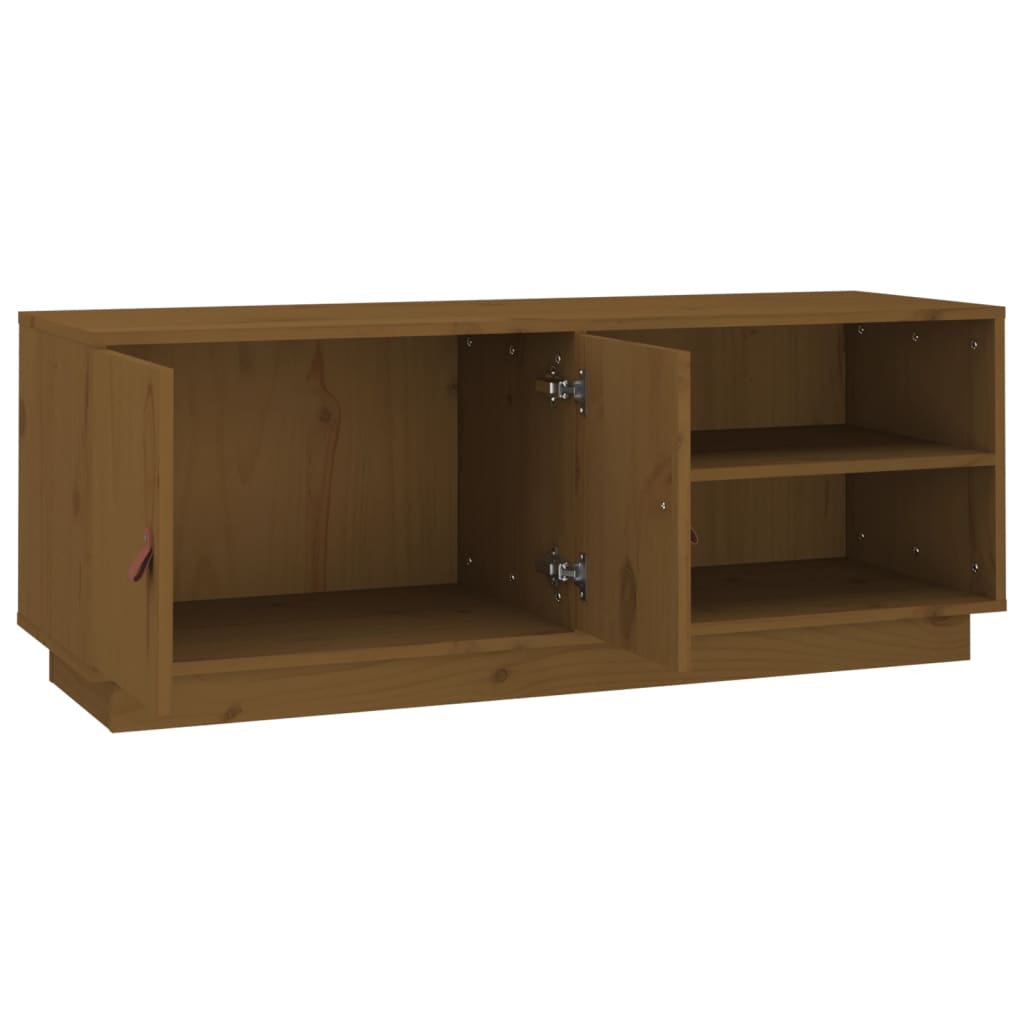 tv-bord 105x34x40 cm massivt fyrretræ gyldenbrun