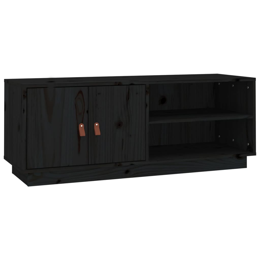 tv-bord 105x34x40 cm massivt fyrretræ sort