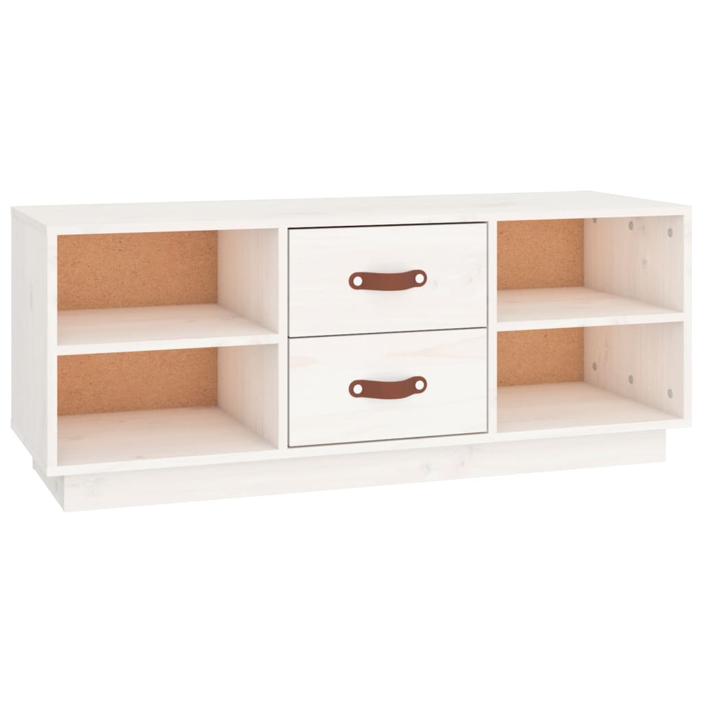 tv-bord 100x34x40 cm massivt fyrretræ hvid