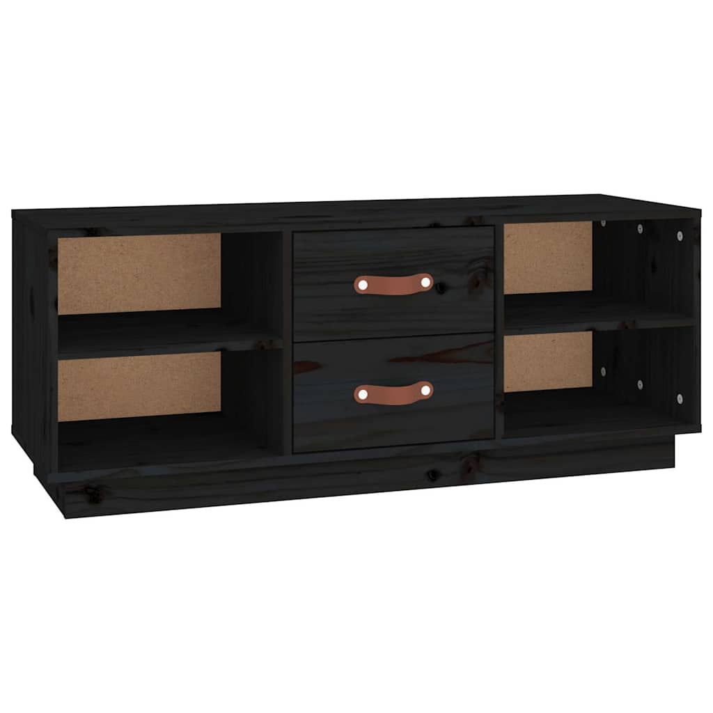 tv-bord 100x34x40 cm massivt fyrretræ sort