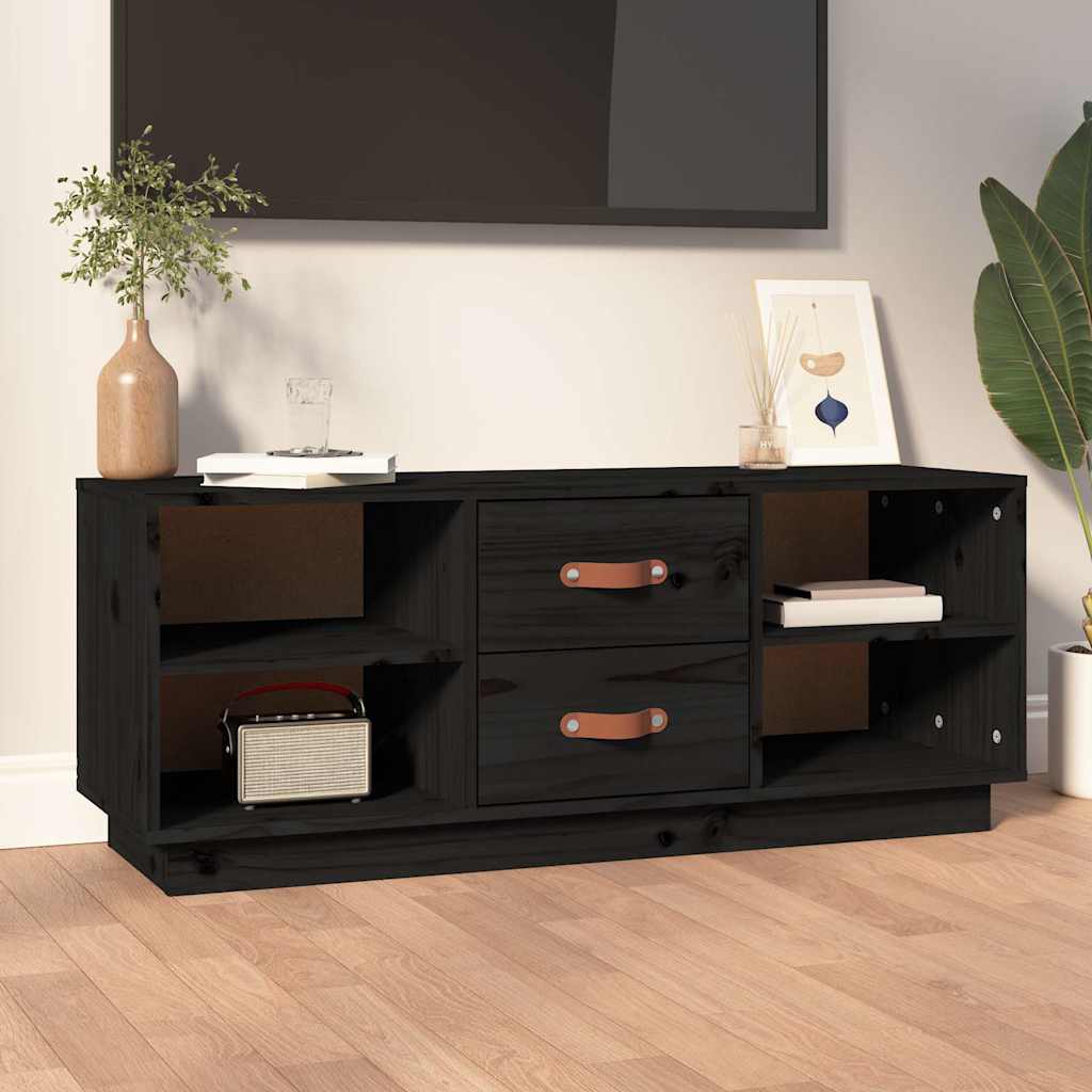 tv-bord 100x34x40 cm massivt fyrretræ sort
