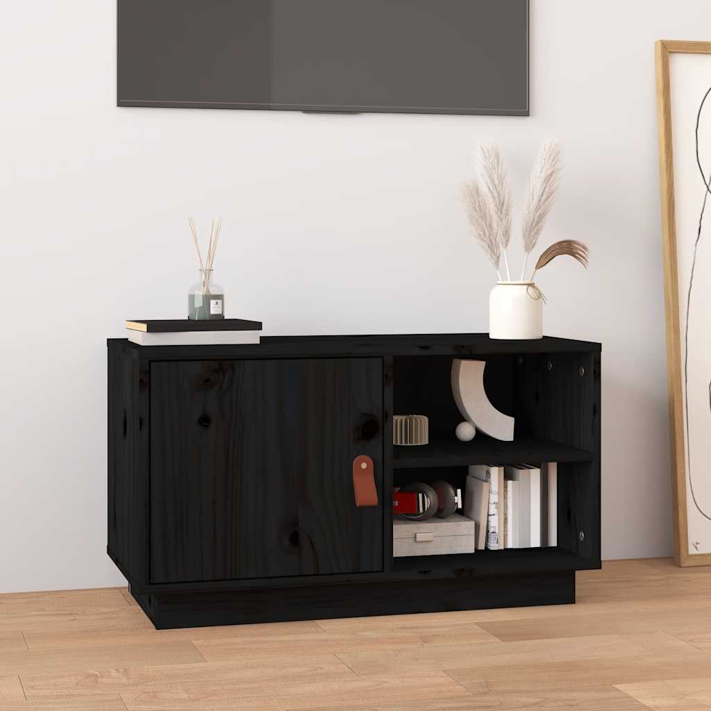 tv-bord 70x34x40 cm massivt fyrretræ sort
