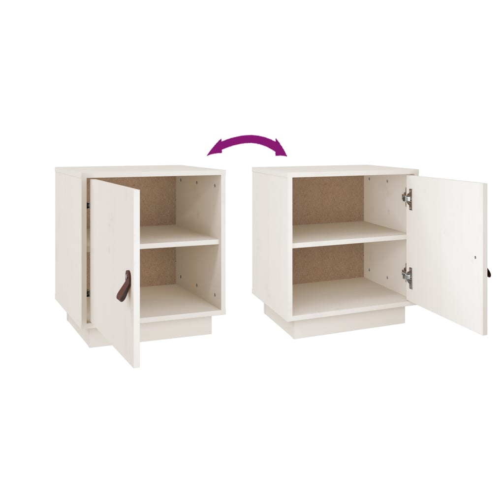 sengebord 40x34x45 cm massivt fyrretræ hvid