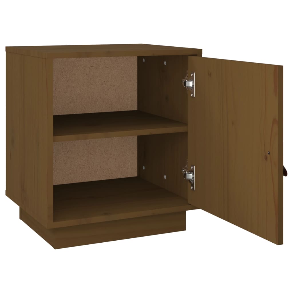 sengebord 40x34x45 cm massivt fyrretræ gyldenbrun