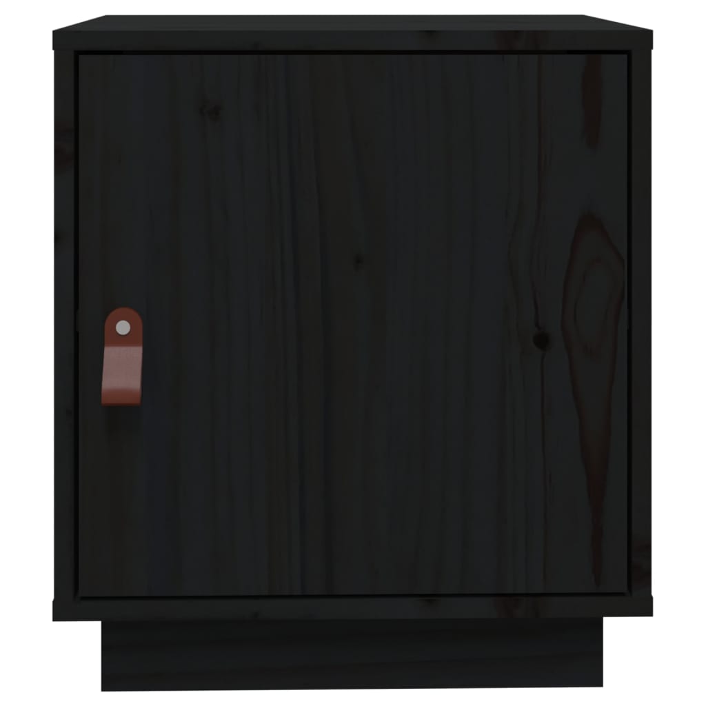 sengebord 40x34x45 cm massivt fyrretræ sort