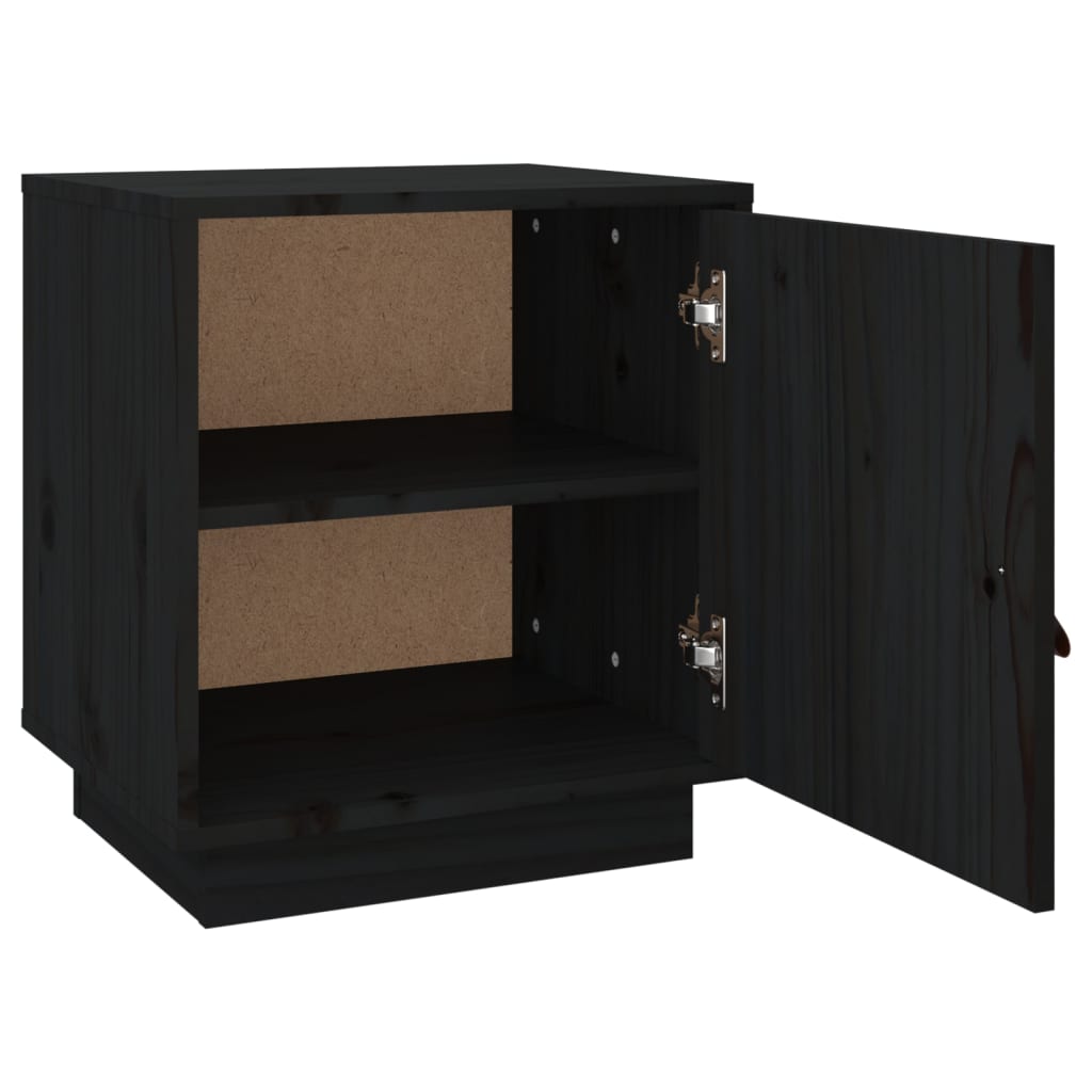 sengebord 40x34x45 cm massivt fyrretræ sort