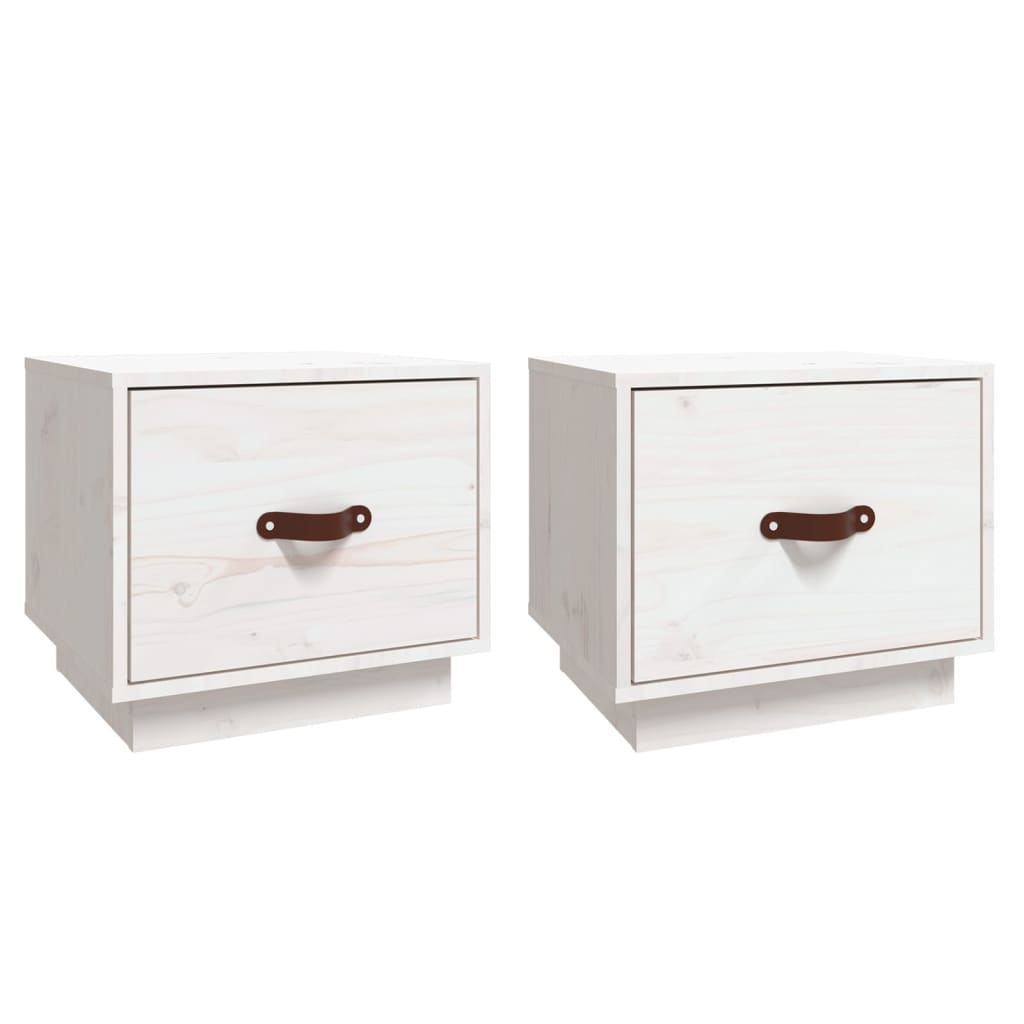 sengeborde 2 stk. 40x34x35 cm massivt fyrretræ hvid