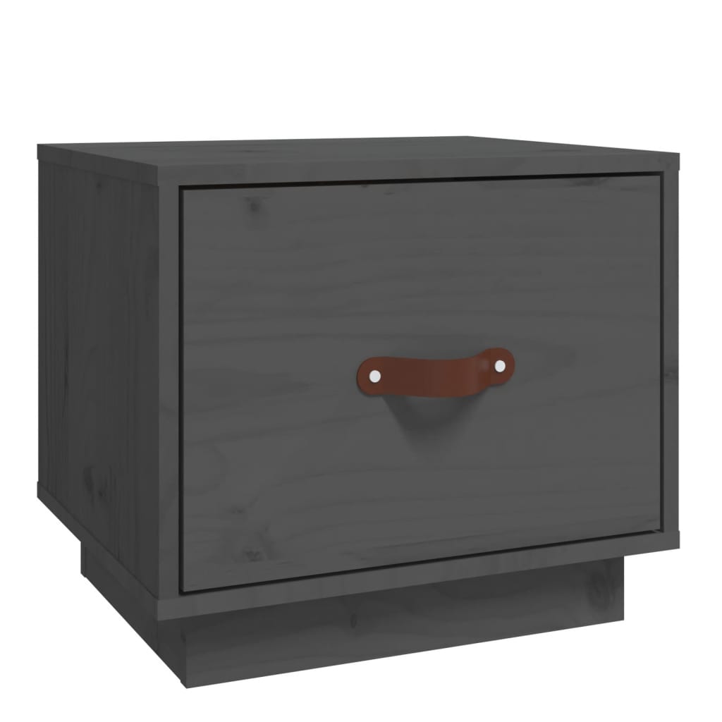 sengebord 40x34x35 cm massivt fyrretræ grå