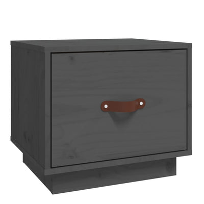 sengebord 40x34x35 cm massivt fyrretræ grå