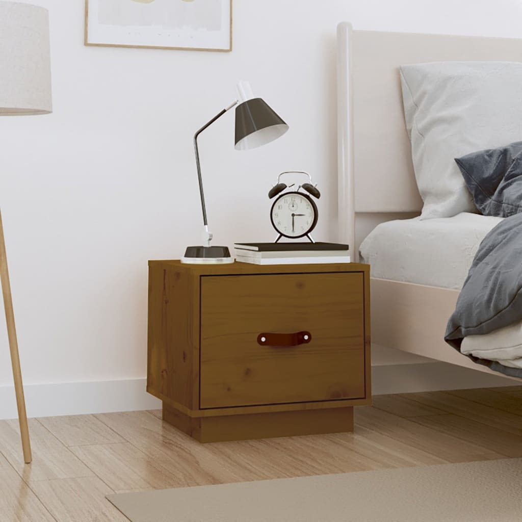 sengebord 40x34x35 cm massivt fyrretræ gyldenbrun billede