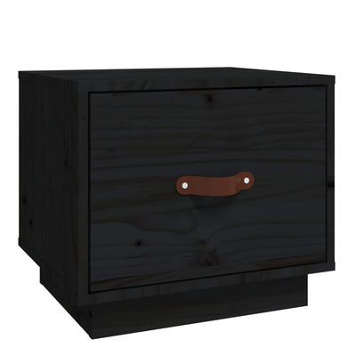 sengebord 40x34x35 cm massivt fyrretræ sort