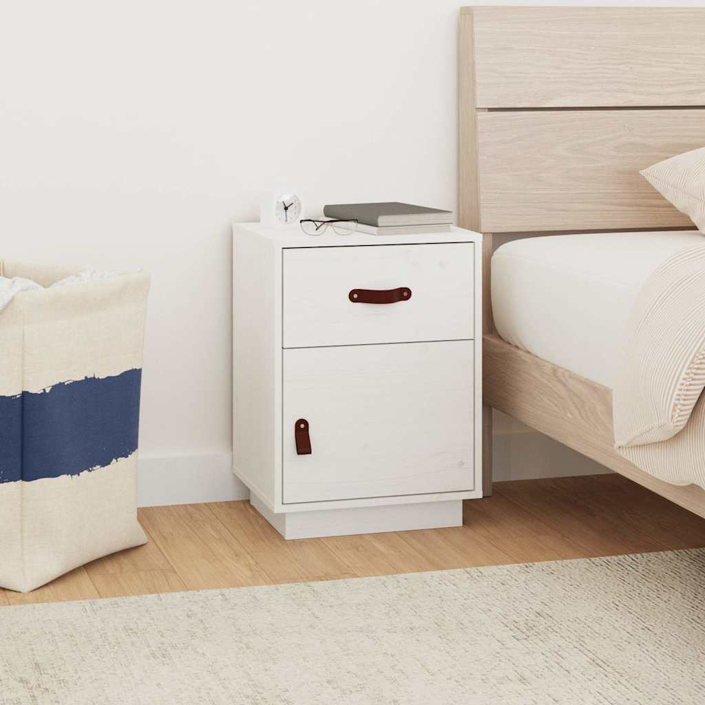sengebord 40x34x55 cm massivt fyrretræ hvid billede