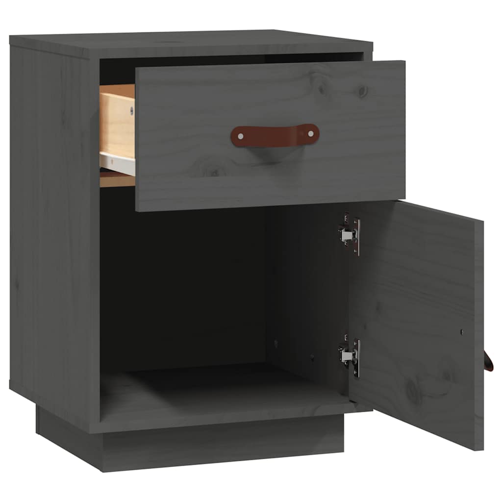 sengeborde 2 stk. 40x34x55 cm massivt fyrretræ grå