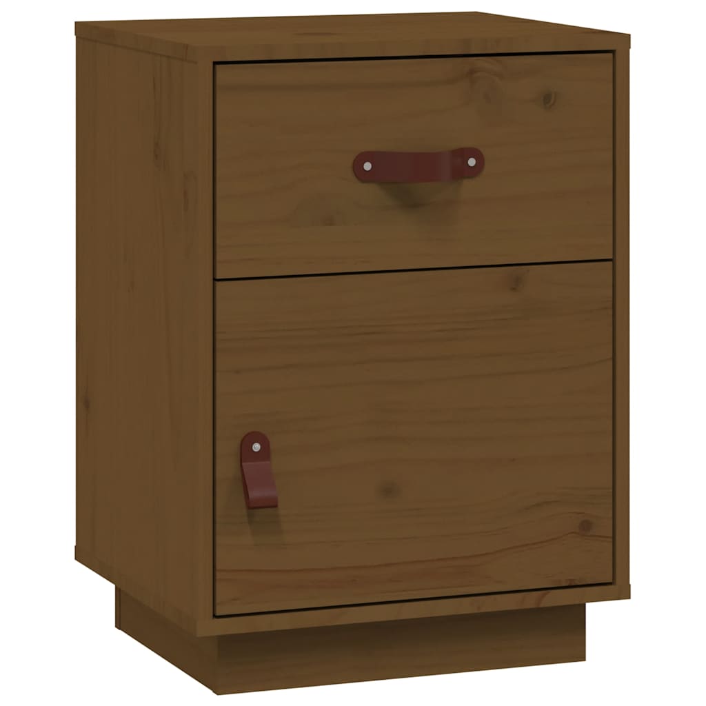 sengeborde 2 stk. 40x34x55 cm massivt fyrretræ gyldenbrun