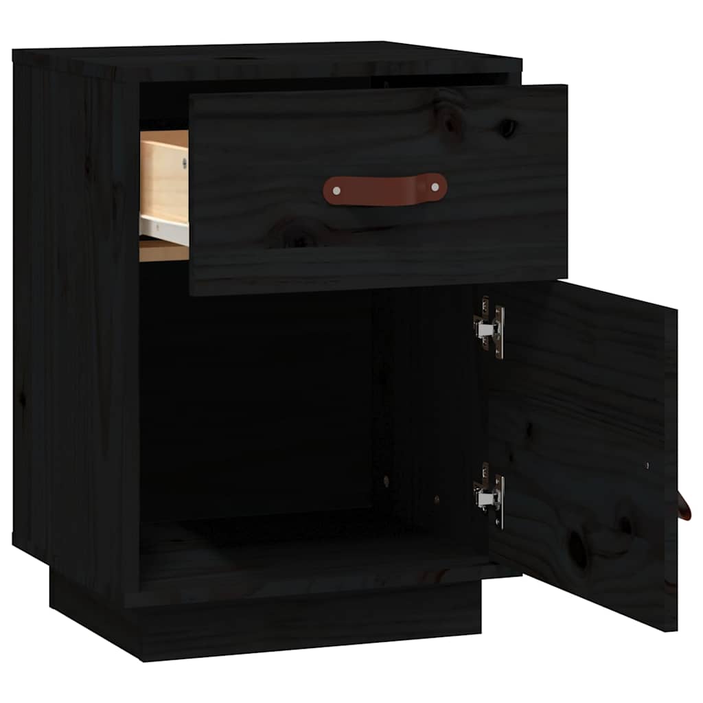 sengeborde 2 stk. 40x34x55 cm massivt fyrretræ sort