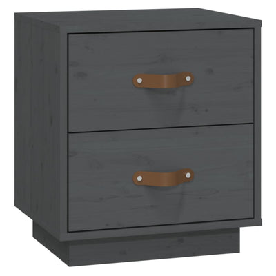 sengebord 40x34x45 cm massivt fyrretræ grå