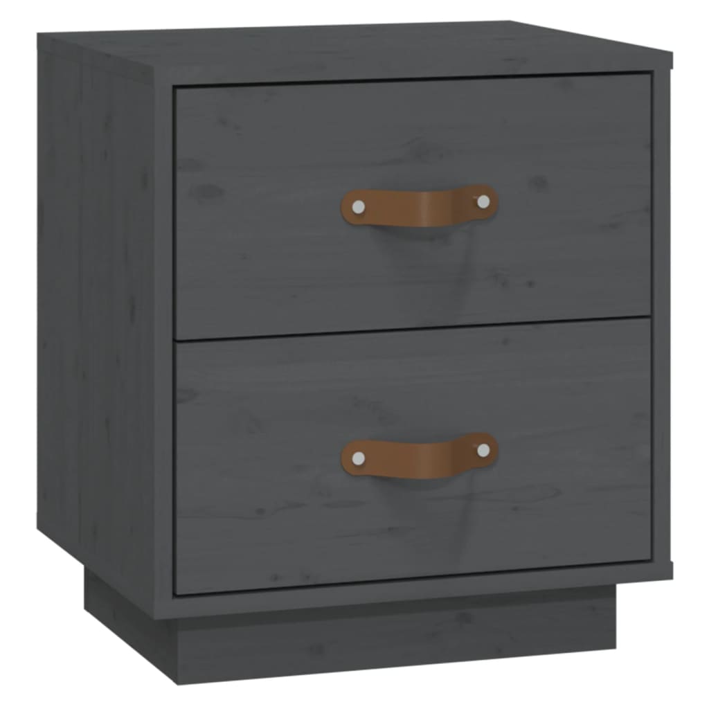 sengeborde 2 stk. 40x34x45 cm massivt fyrretræ grå