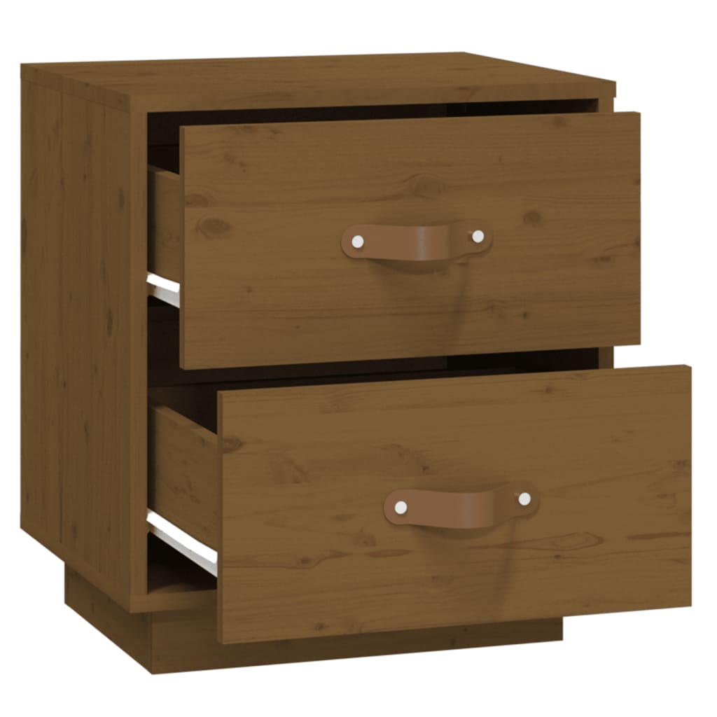 sengebord 40x34x45 cm massivt fyrretræ gyldenbrun