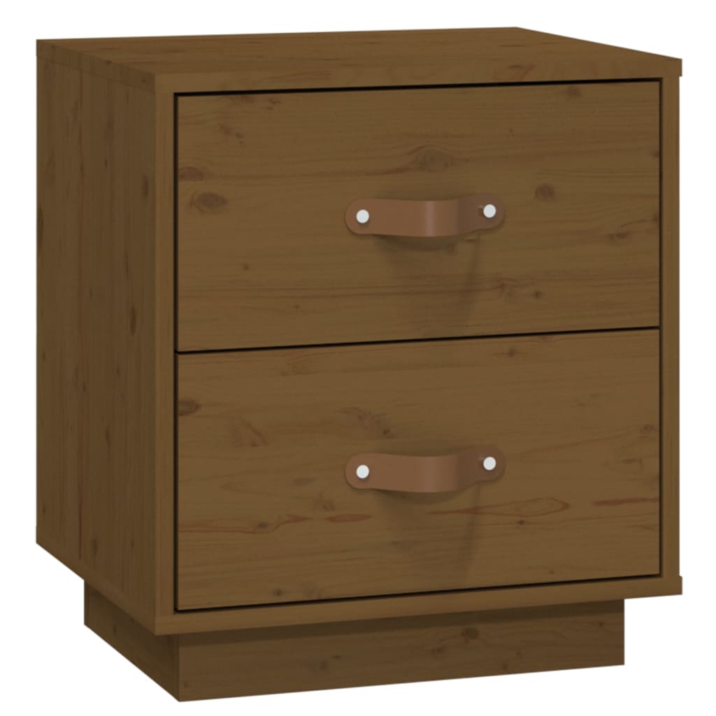 sengeborde 2 stk. 40x34x45 cm massivt fyrretræ gyldenbrun