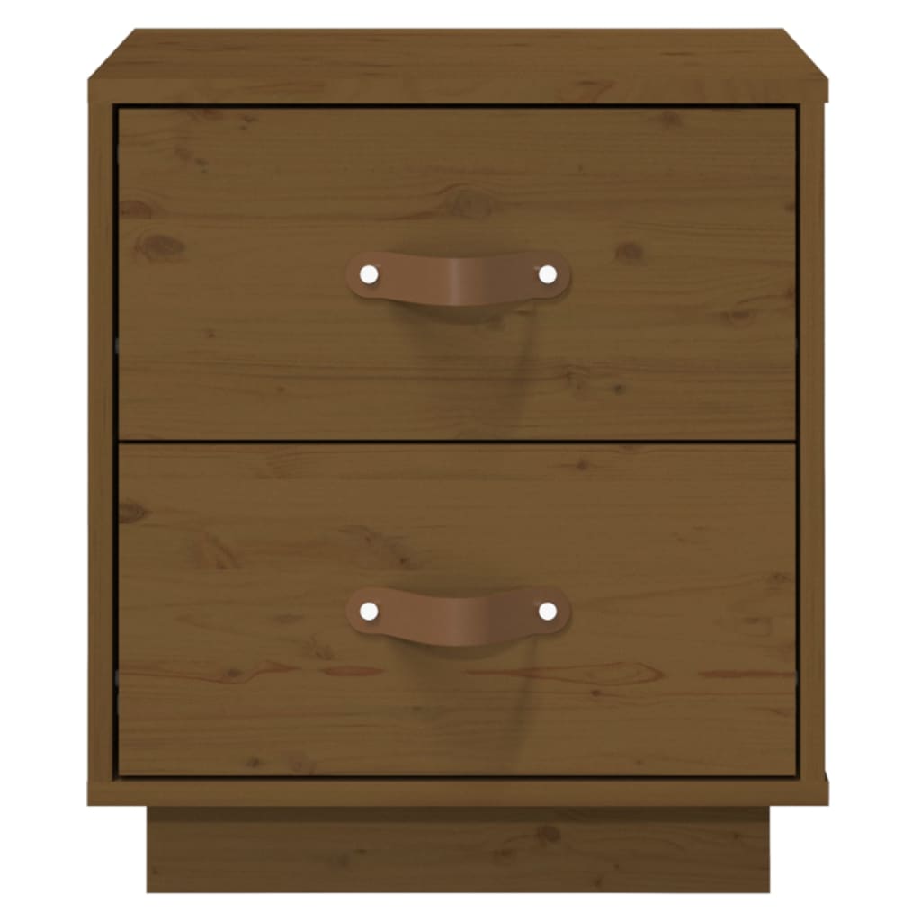 sengeborde 2 stk. 40x34x45 cm massivt fyrretræ gyldenbrun