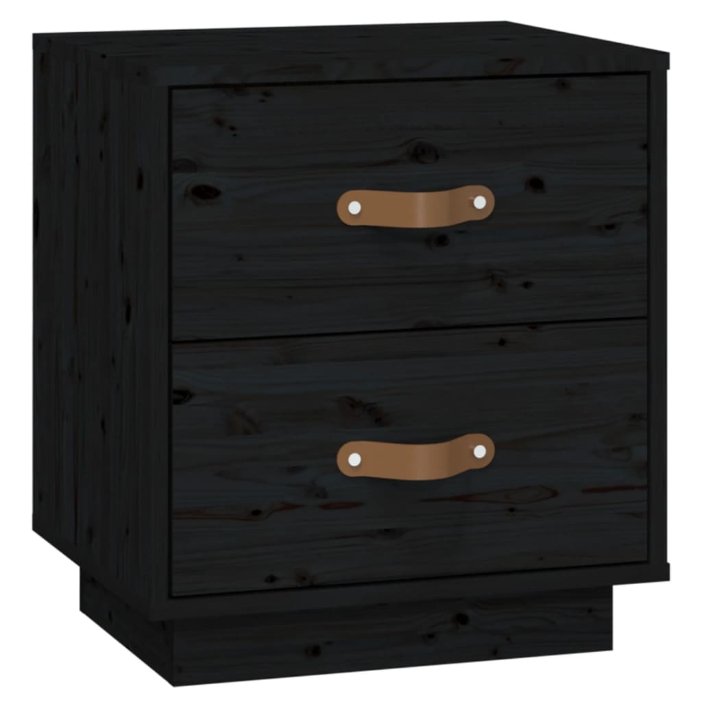 sengeborde 2 stk. 40x34x45 cm massivt fyrretræ sort