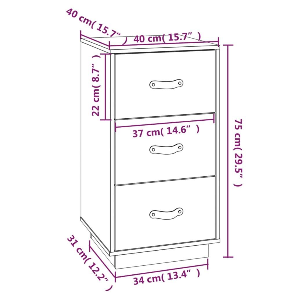 sengeborde 2 stk. 40x40x75 cm massivt fyrretræ gyldenbrun
