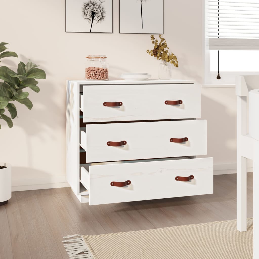 skænk 80x40x75 cm massivt fyrretræ hvid